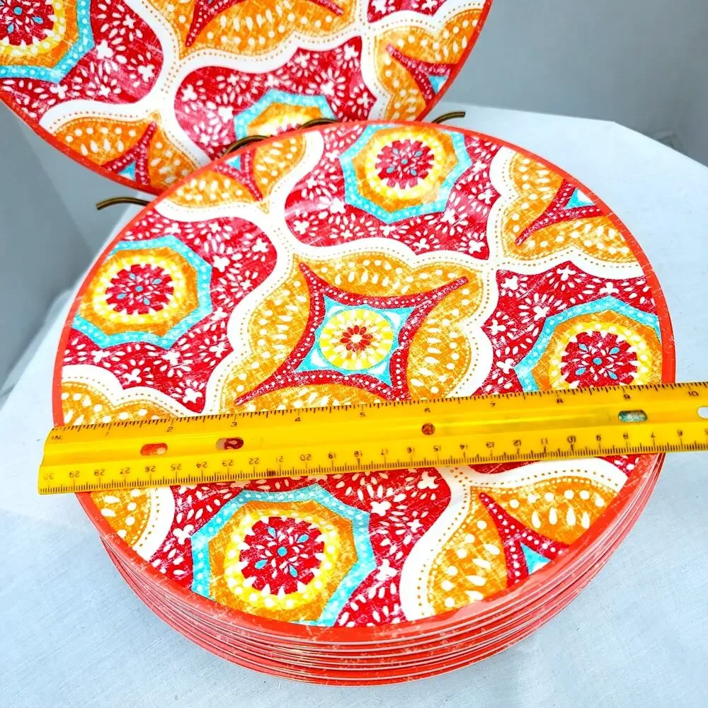 Melamine 8 Dinner Plates Boho Medallion Better Homes and Gardens BPA Free